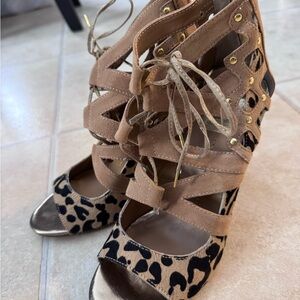 Leopard Print Strappy Heels